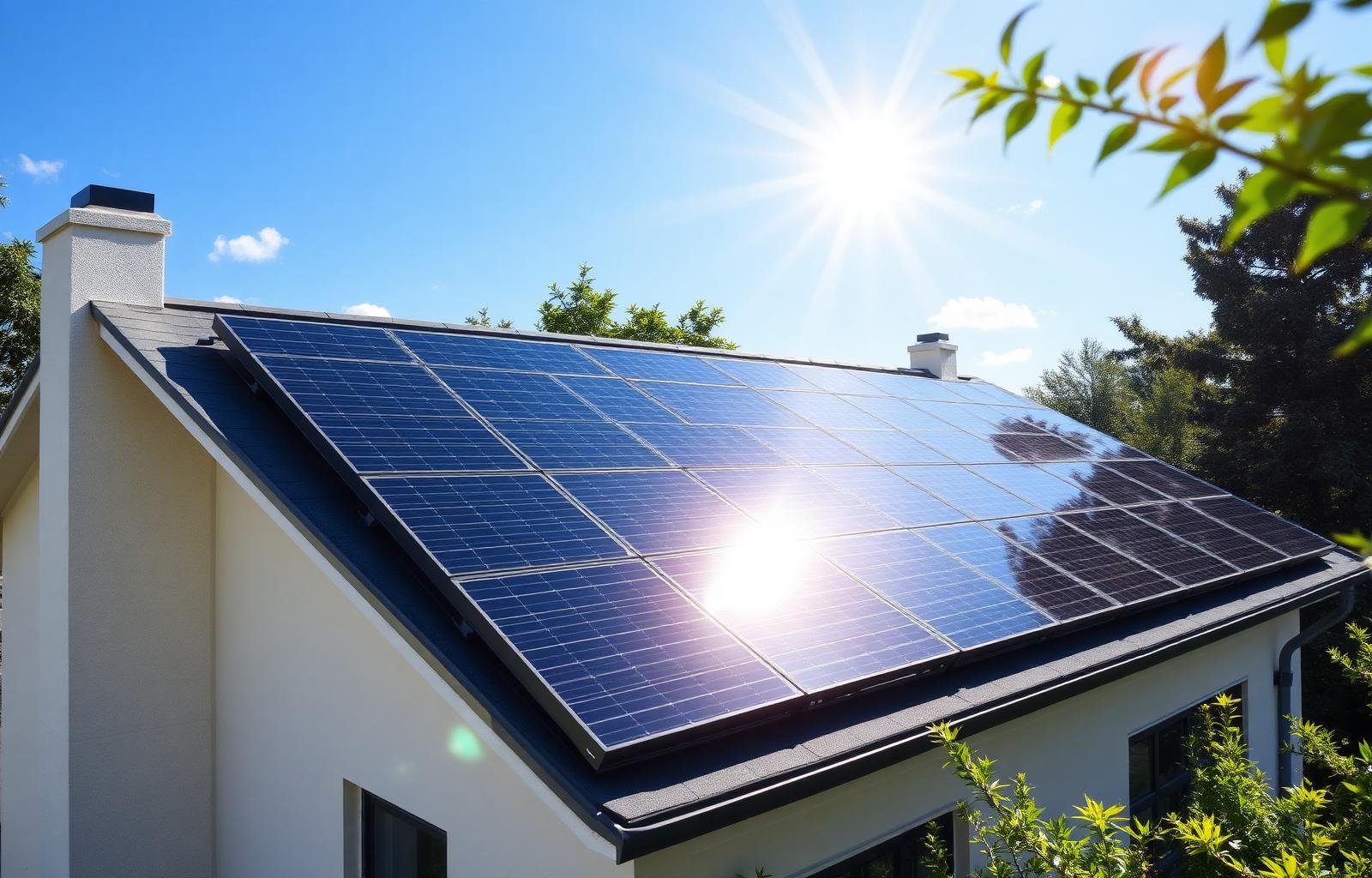 Solar panels on a modern home rooftop