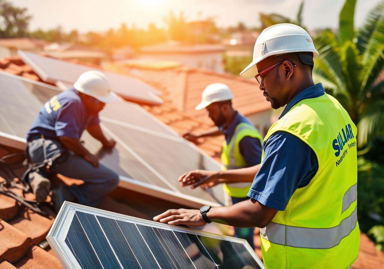 Tripple E Solar technicians installing panels